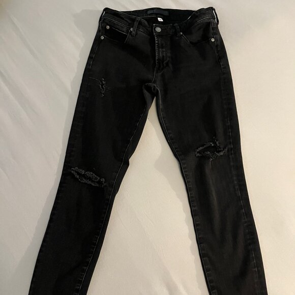 Leith Denim - Like New* Leith Mid-Rise Skinny Jeans Black Distressed Size 27